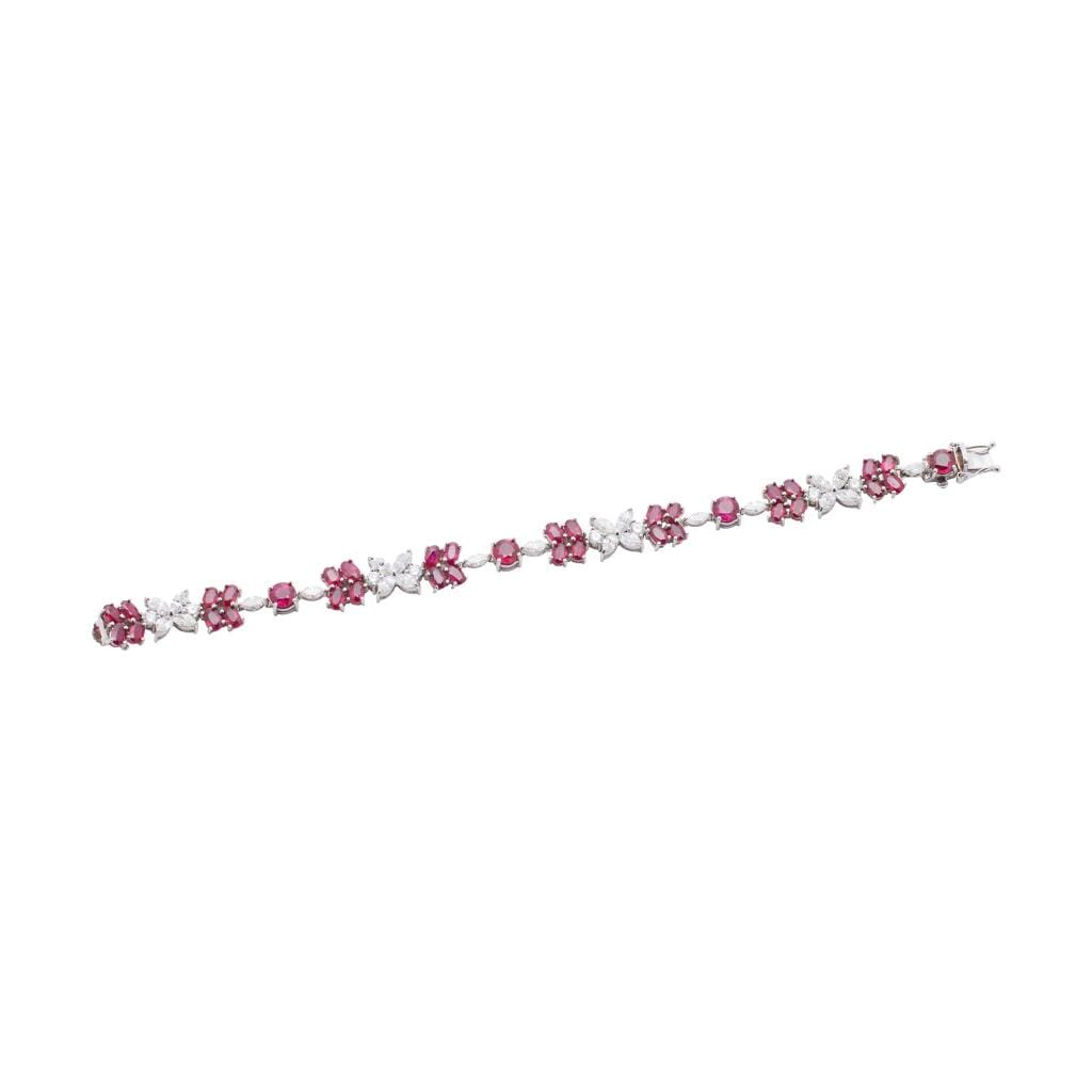 White Gold, 14.00ctw Burmese Pigeon's Blood Ruby and Diamond Bracelet
