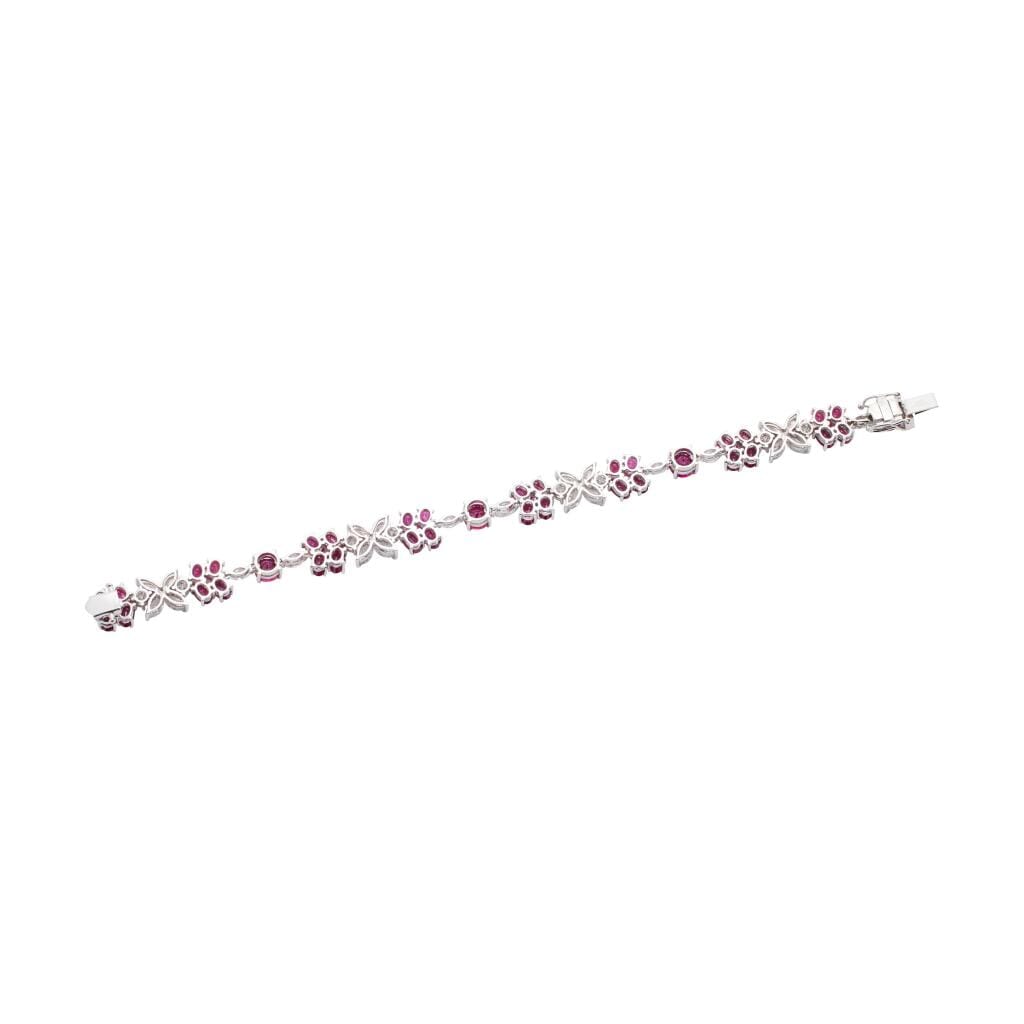 White Gold, 14.00ctw Burmese Pigeon's Blood Ruby and Diamond Bracelet