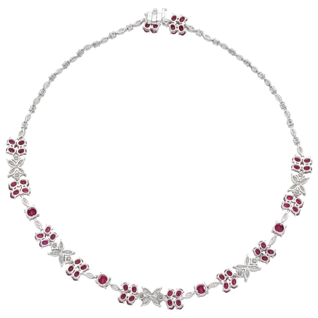 White Gold, 19.20ctw Burmese Pigeon's Blood Ruby and Diamond Necklace