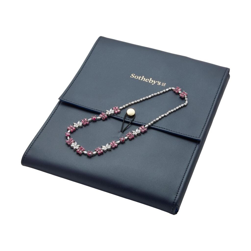White Gold, 19.20ctw Burmese Pigeon's Blood Ruby and Diamond Necklace