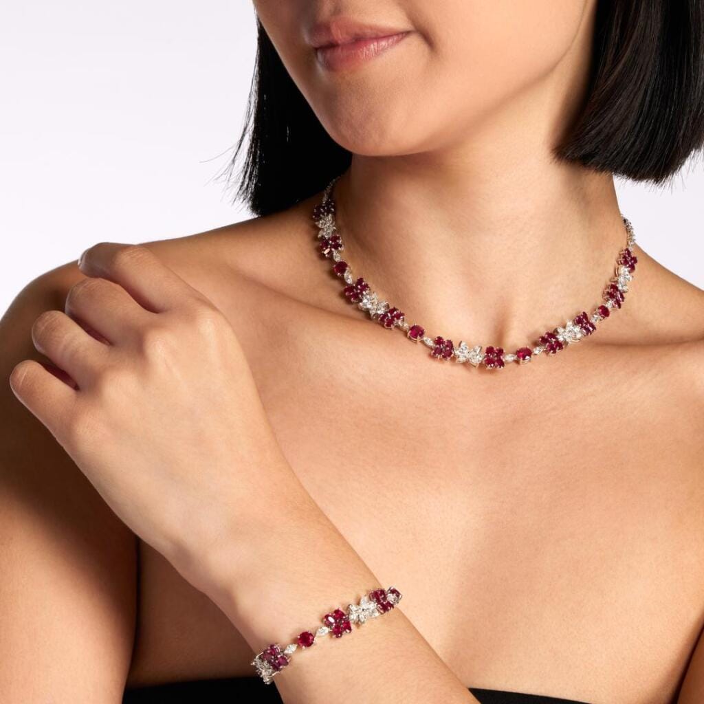 White Gold, 19.20ctw Burmese Pigeon's Blood Ruby and Diamond Necklace