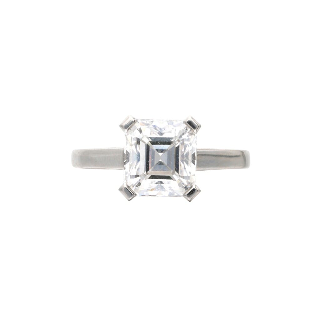 Platinum and 3.01ct Emerald Cut Diamond Solitaire Engagement Ring