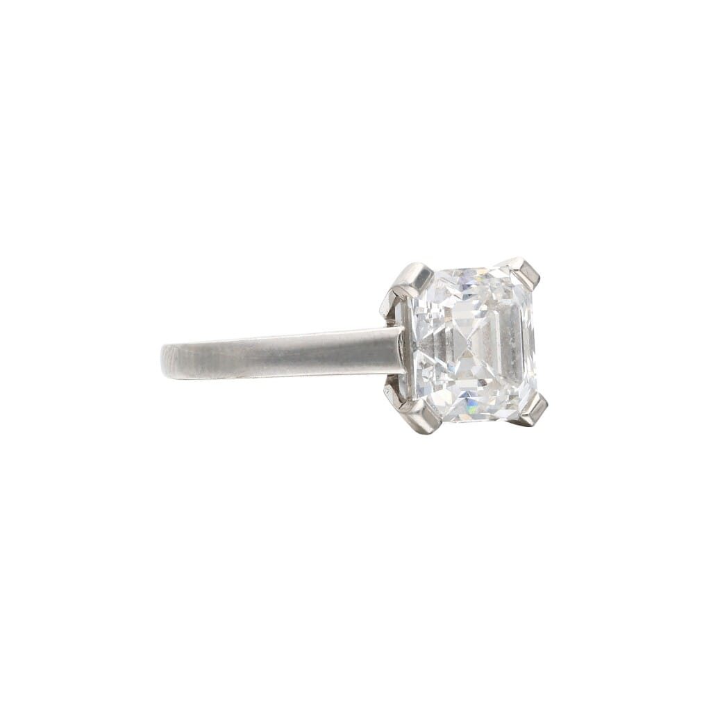 Platinum and 3.01ct Emerald Cut Diamond Solitaire Engagement Ring