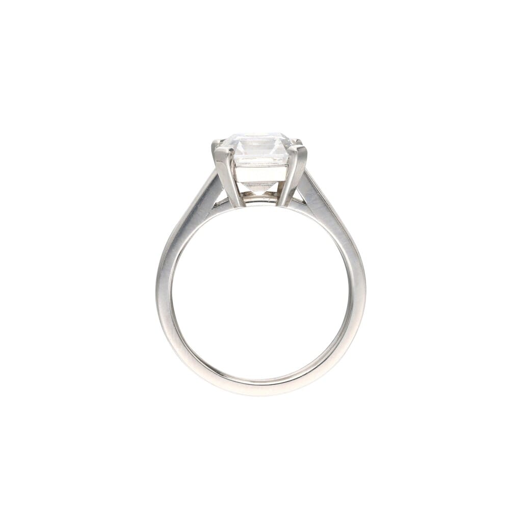 Platinum and 3.01ct Emerald Cut Diamond Solitaire Engagement Ring