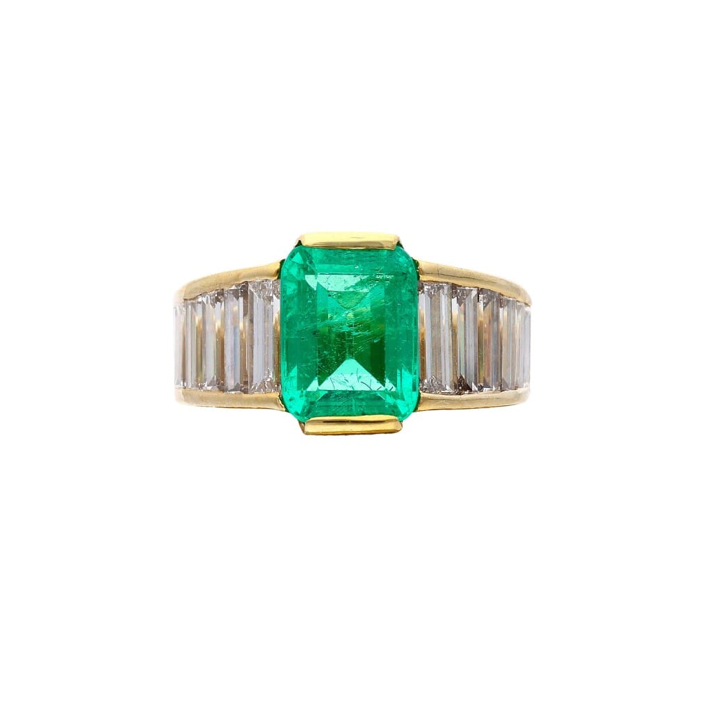 Gold, 3.20ct Colombian Emerald and Diamond Ring