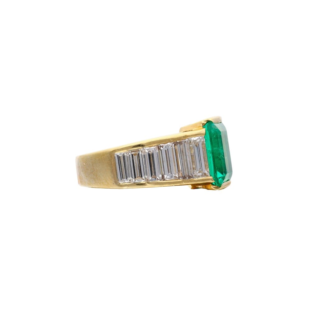 Gold, 3.20ct Colombian Emerald and Diamond Ring