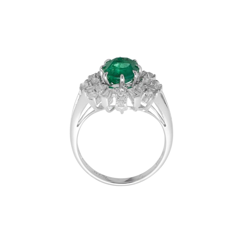 White Gold, 1.79ct Zambian Emerald and Diamond Ring