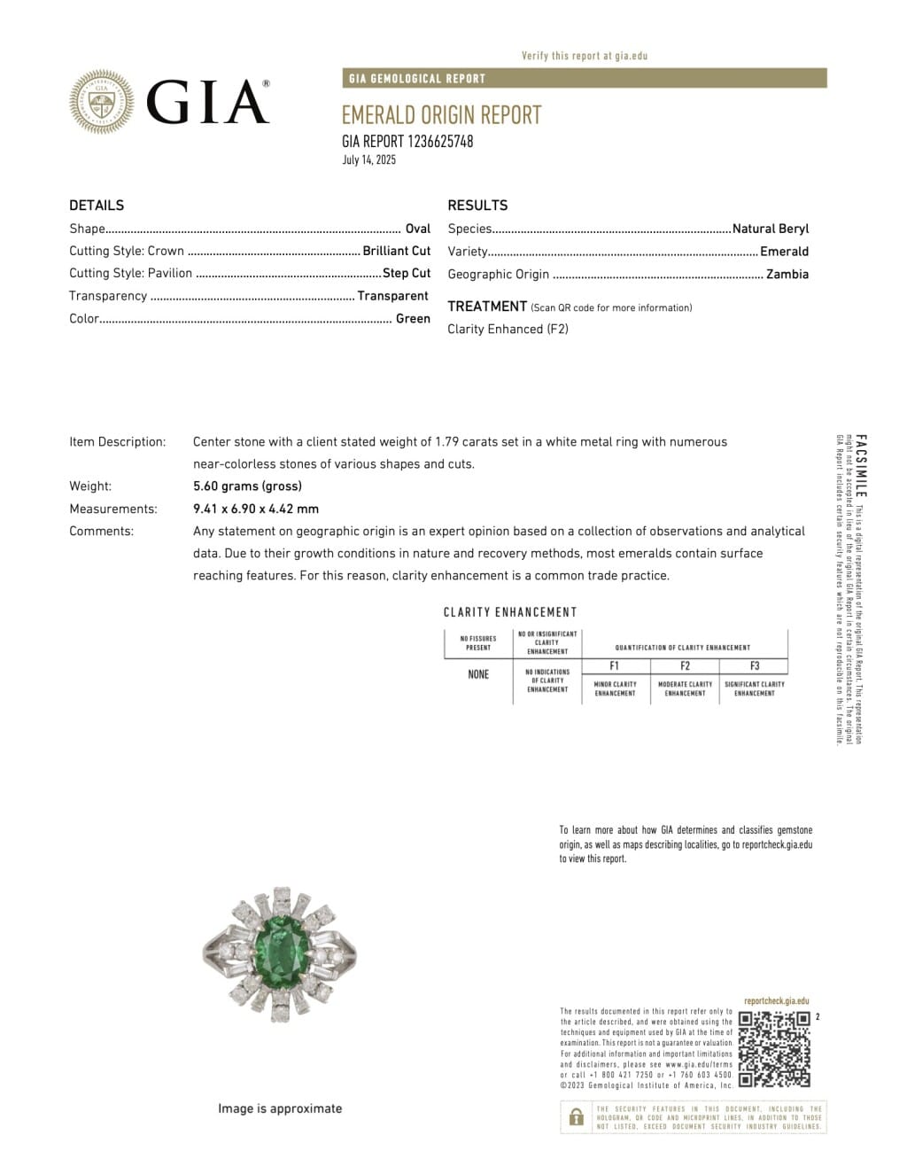 White Gold, 1.79ct Zambian Emerald and Diamond Ring
