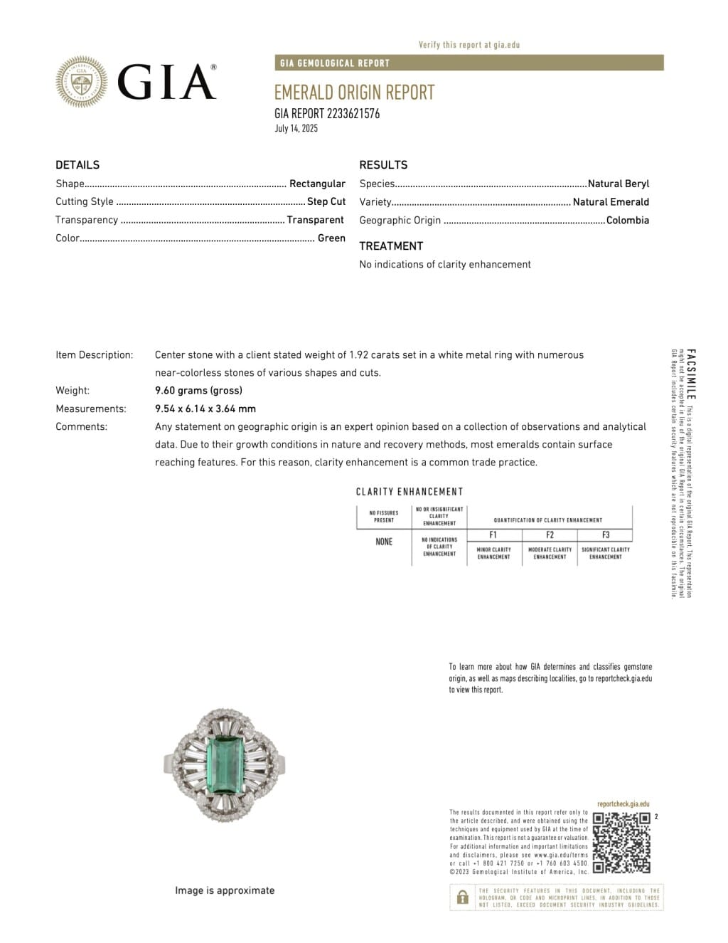 Platinum, 1.92ct Colombian Emerald and Diamond Ring