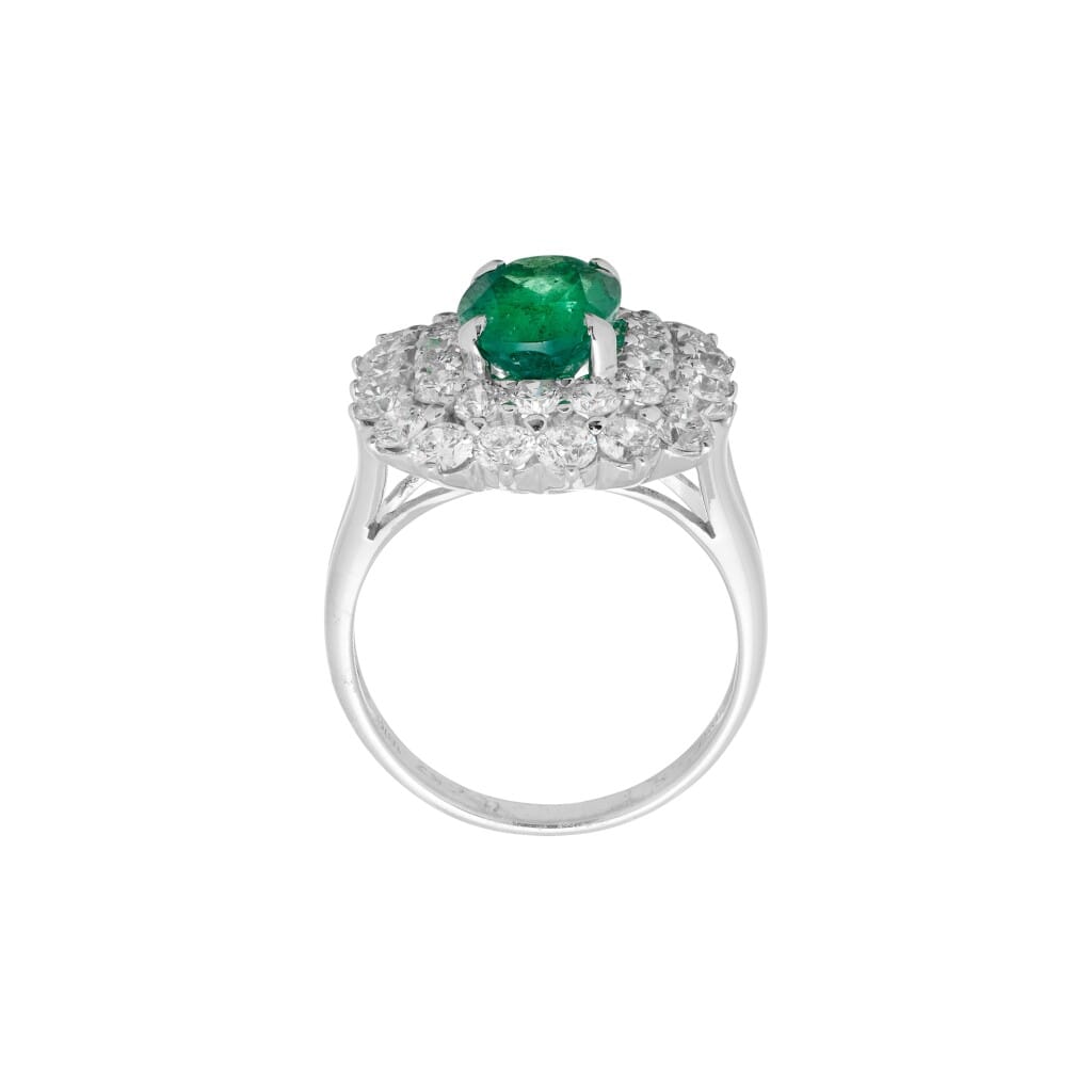 White Gold, 2.31ct Zambian Emerald and Diamond Ring