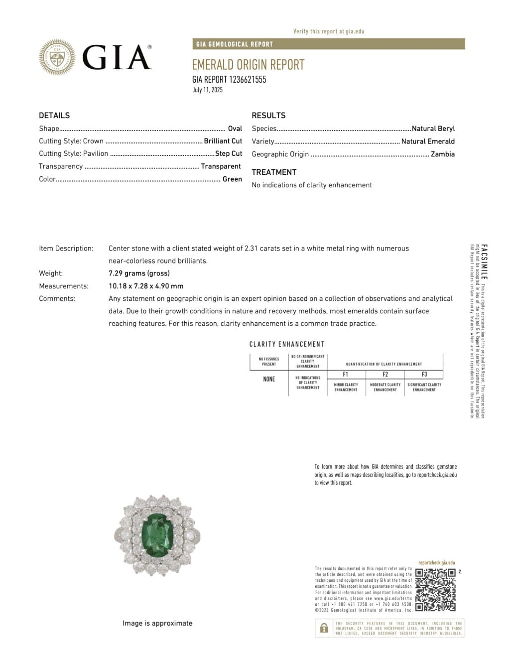 White Gold, 2.31ct Zambian Emerald and Diamond Ring