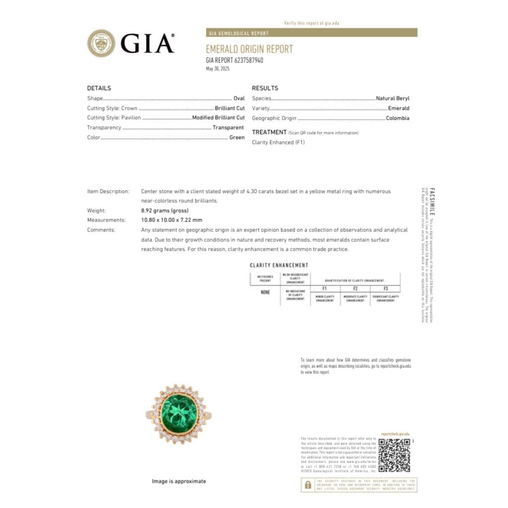 Gold, 4.30ct Colombian Emerald and Diamond Ring