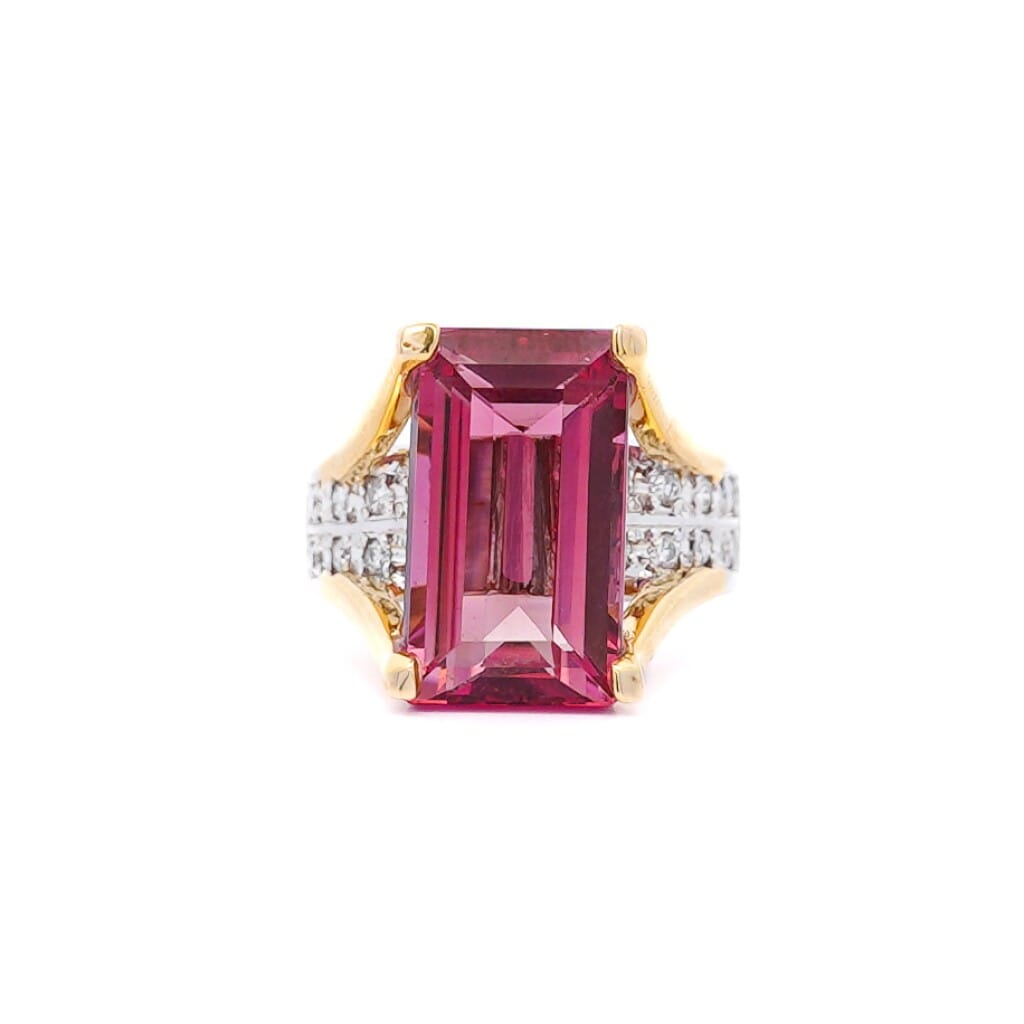 Gold, Platinum, 15.07ct Tourmaline and Diamond Ring