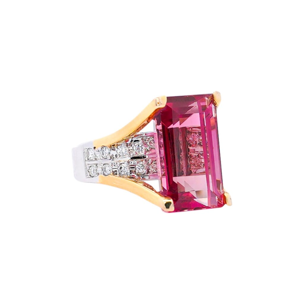 Gold, Platinum, 15.07ct Tourmaline and Diamond Ring