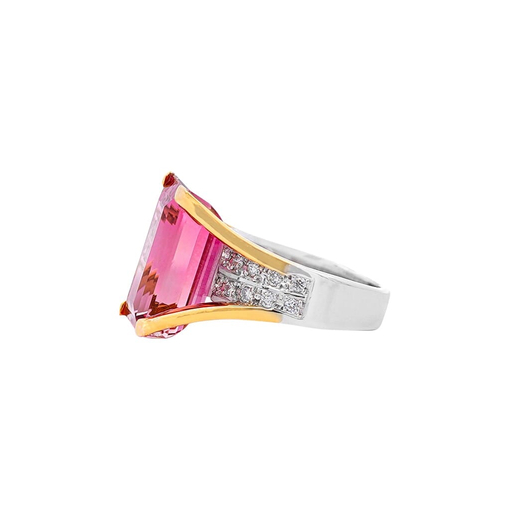 Gold, Platinum, 15.07ct Tourmaline and Diamond Ring