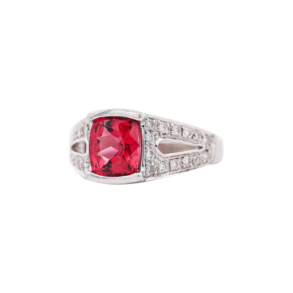 Platinum, Spinel and Diamond Ring
