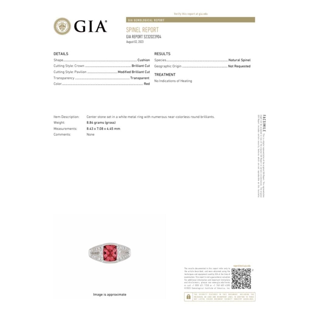 Platinum, Spinel and Diamond Ring