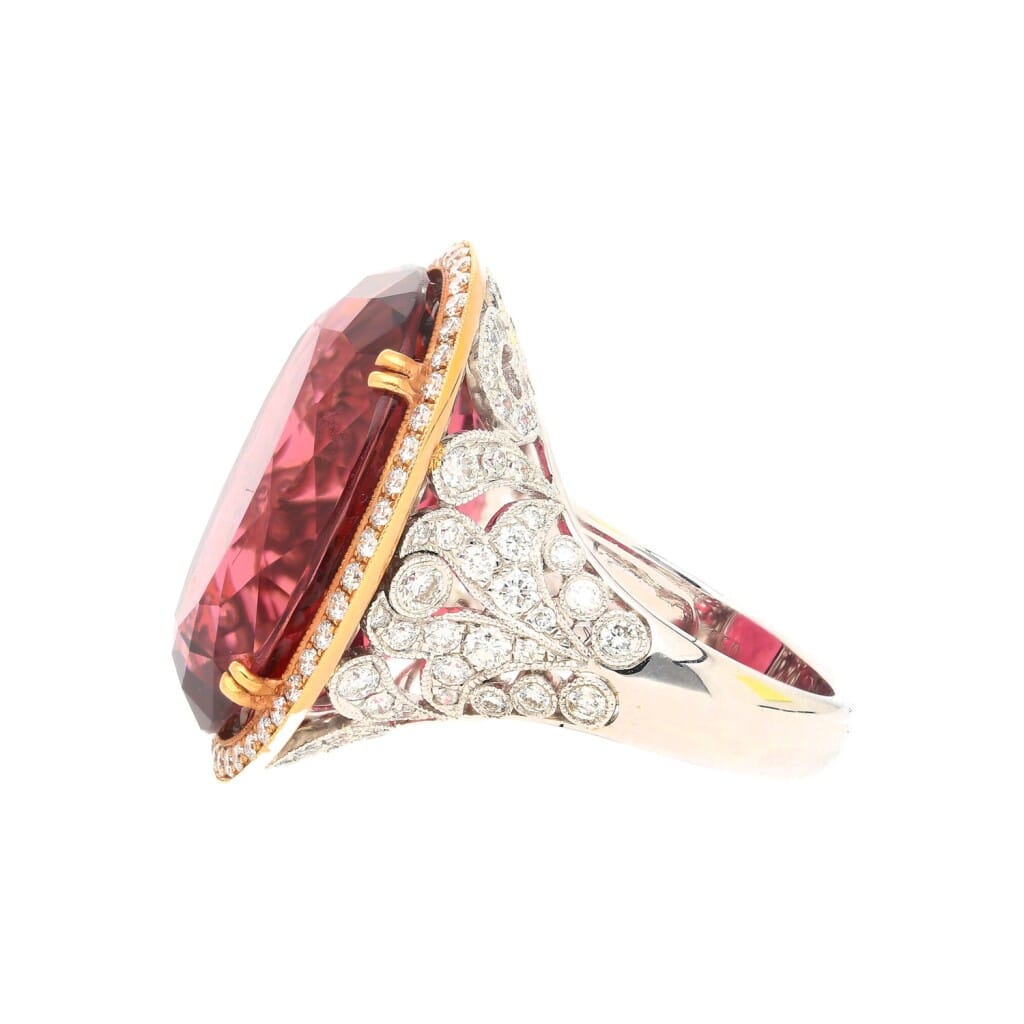 Gold, White Gold, 28.29ct Tourmaline and Diamond Ring