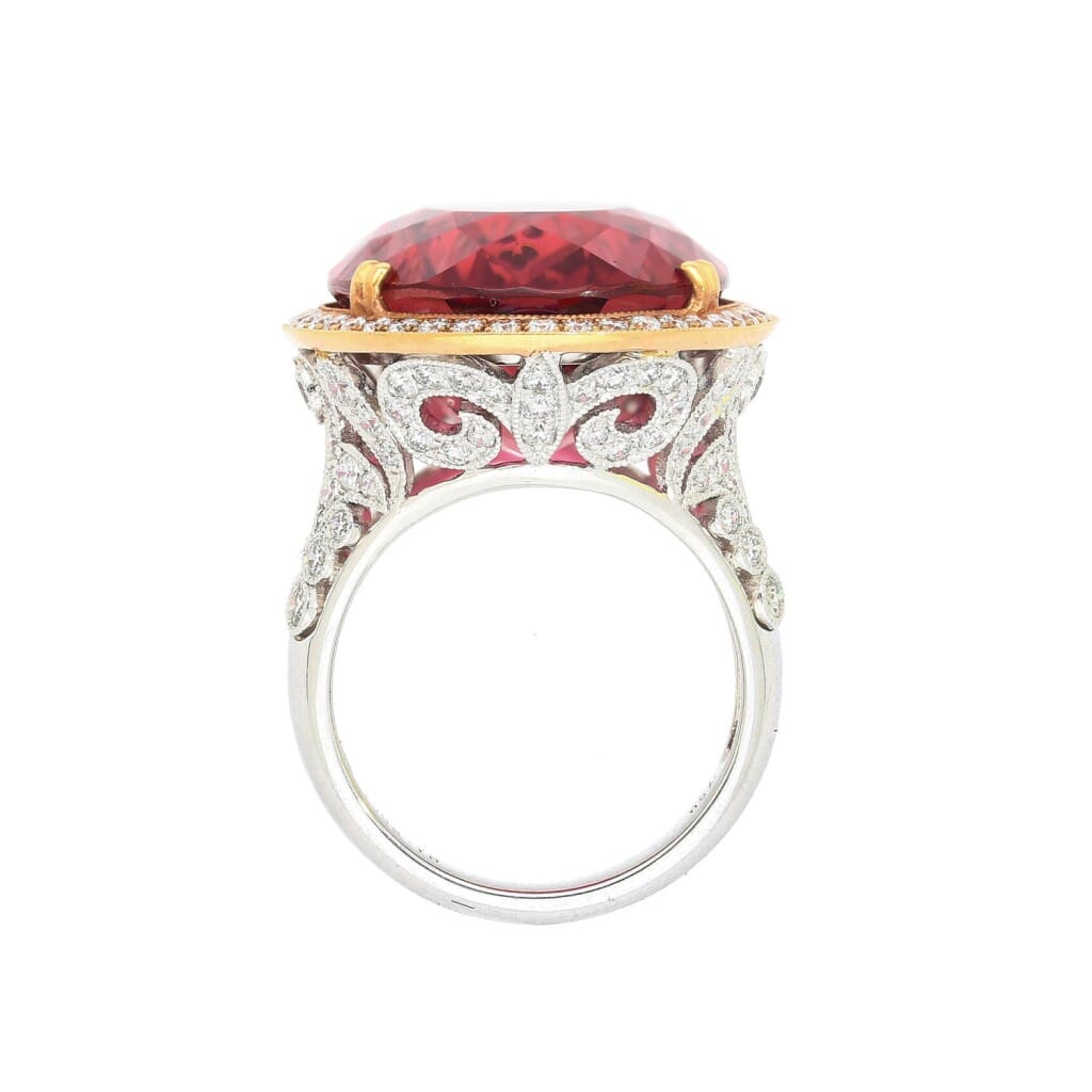 Gold, White Gold, 28.29ct Tourmaline and Diamond Ring
