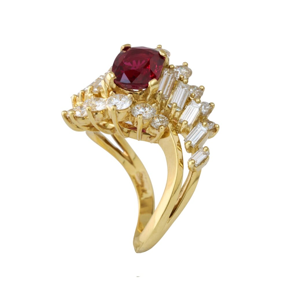 Gold, 2.71ct Thai Ruby and Diamond Ring