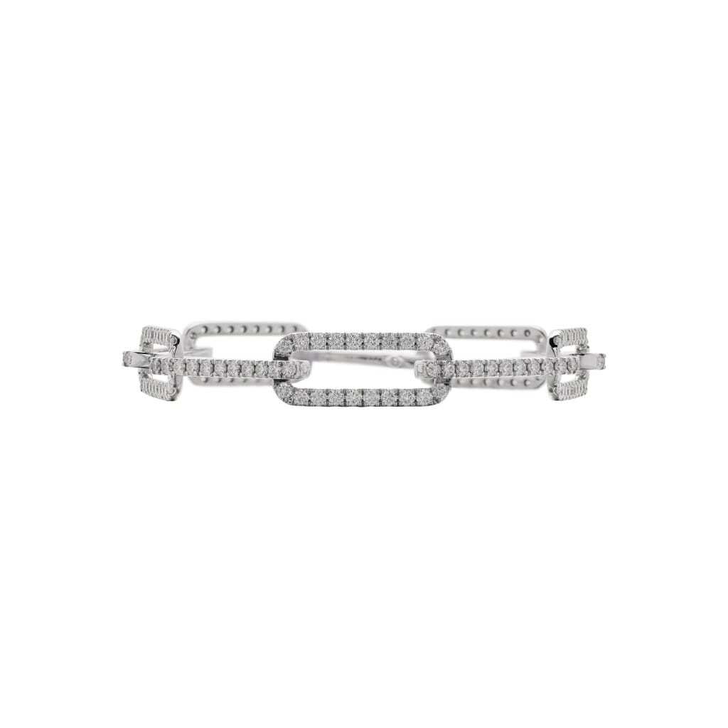White Gold and Diamond Paperclip Link Bracelet