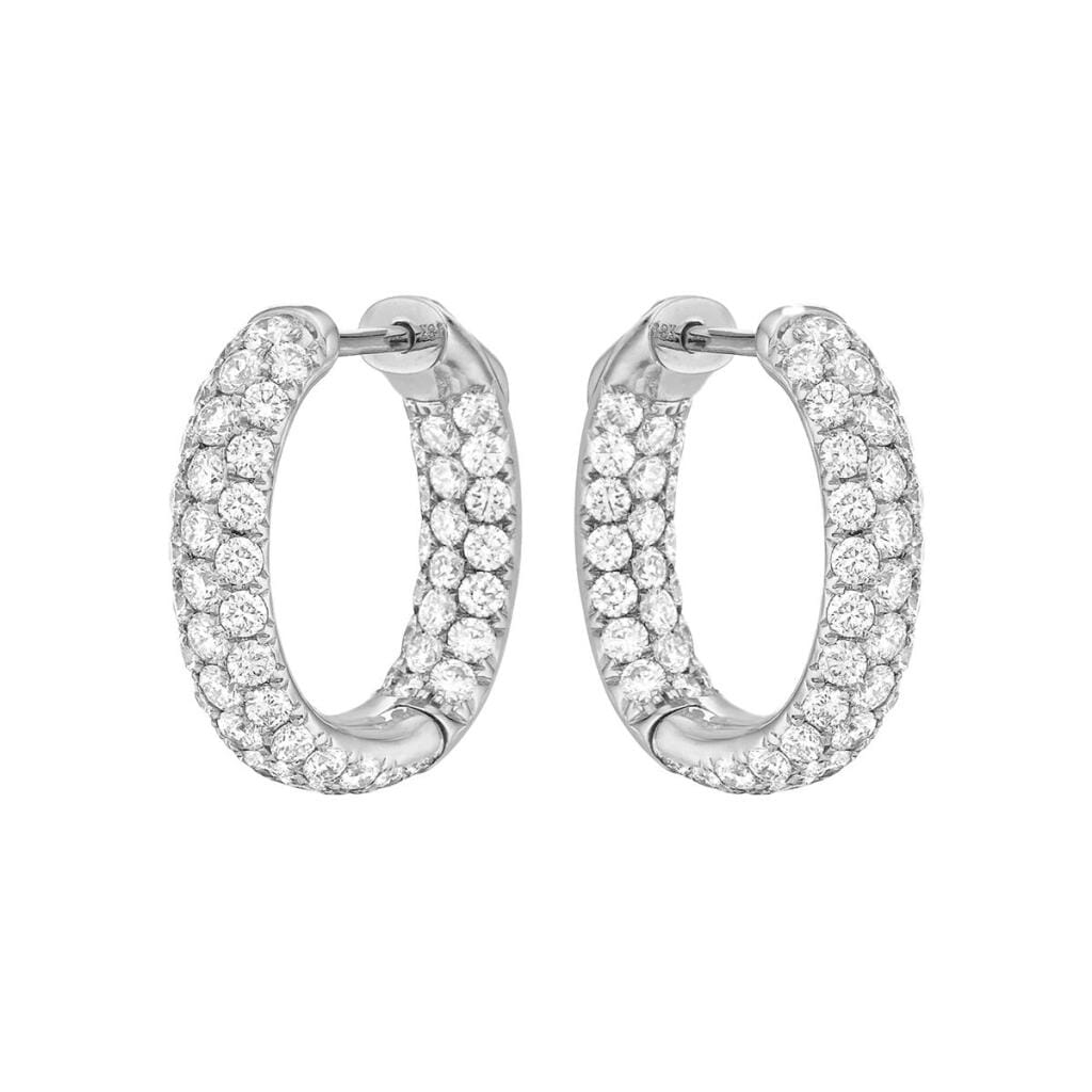 White Gold and 3.05ctw Diamond Hoop Earrings