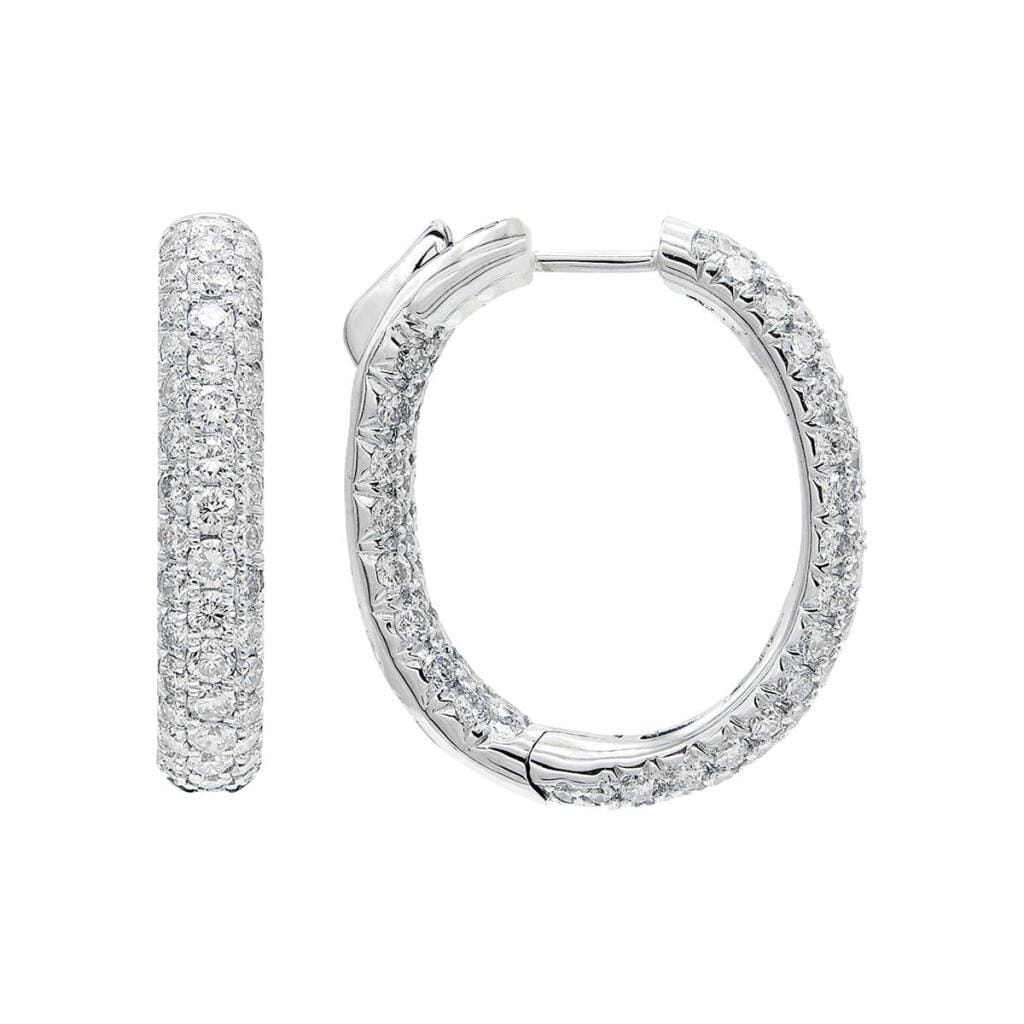 White Gold and 3.05ctw Diamond Hoop Earrings