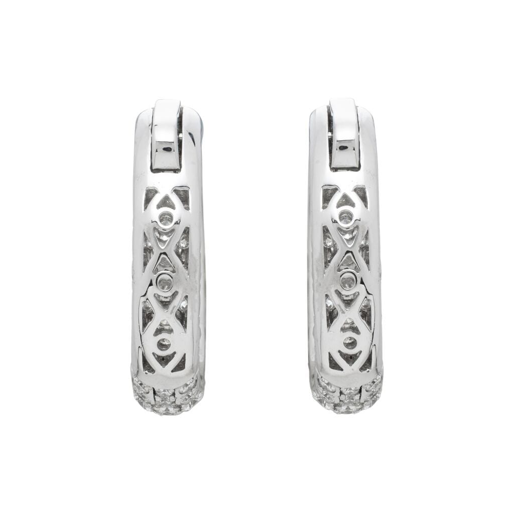 White Gold and 3.05ctw Diamond Hoop Earrings