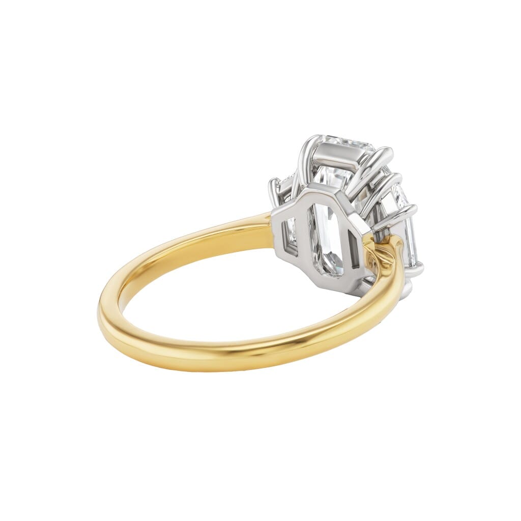 Platinum, Gold, 2.74ct Emerald Cut Diamond and Diamond Engagement Ring