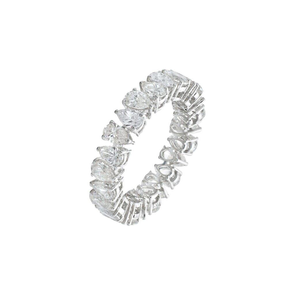 White Gold and 3.35ctw Pear Shape Diamond Eternity Band Ring