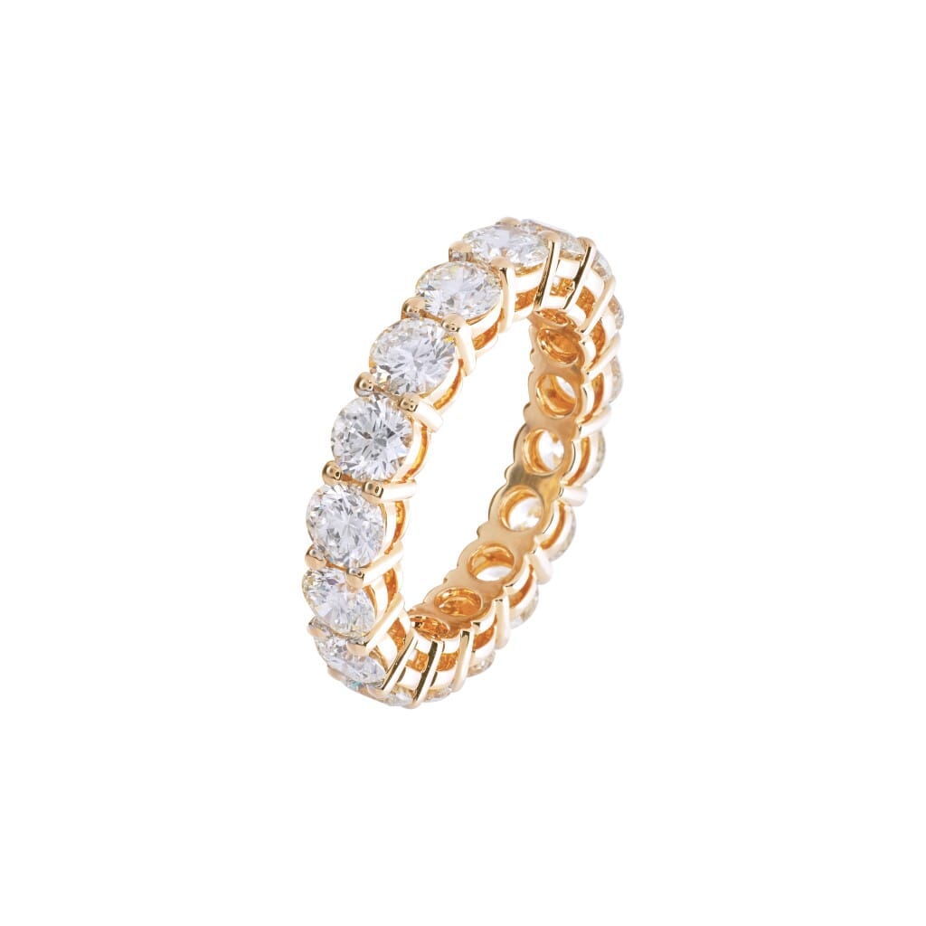Gold and 3.85ctw Round Brilliant Cut Diamond Eternity Band Ring