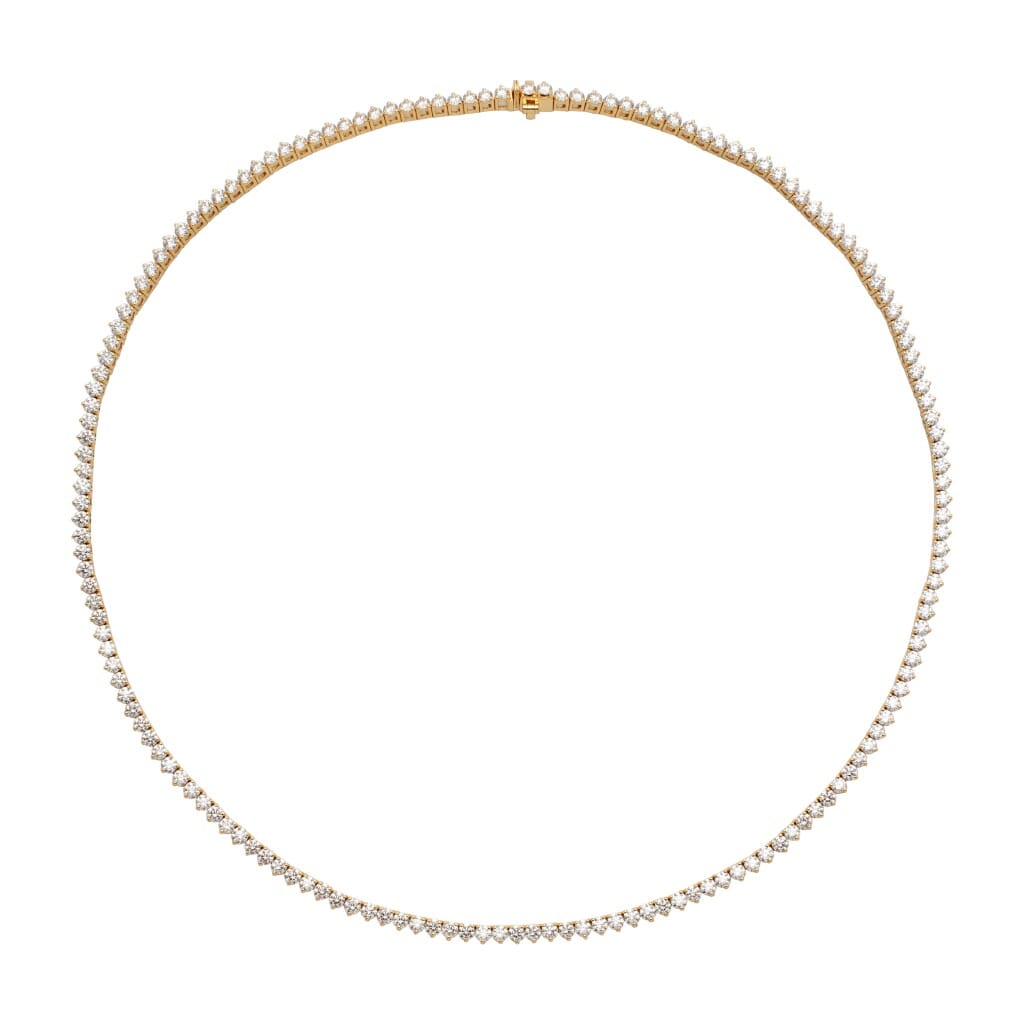 Gold and 8.40ctw Round Brilliant Cut Diamond Tennis Necklace