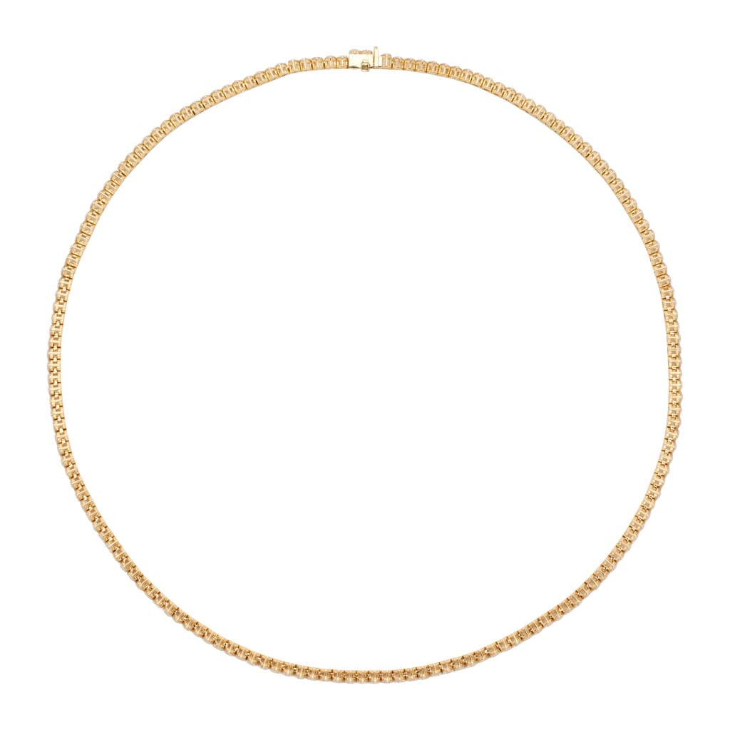 Gold and 8.40ctw Round Brilliant Cut Diamond Tennis Necklace