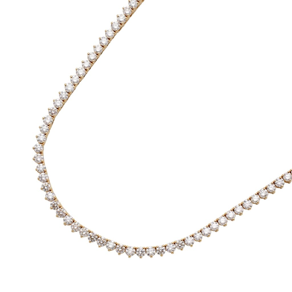 Gold and 8.40ctw Round Brilliant Cut Diamond Tennis Necklace