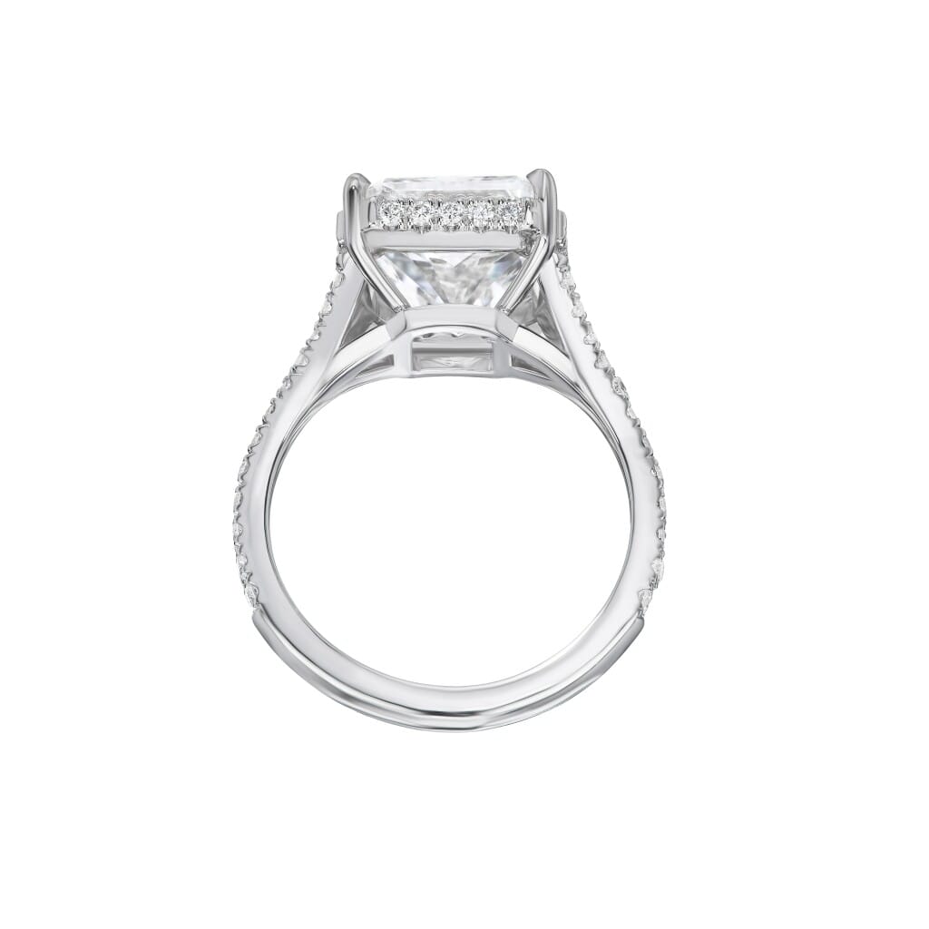 Platinum, 4.76ct Radiant Cut Diamond and Diamond Engagement Ring