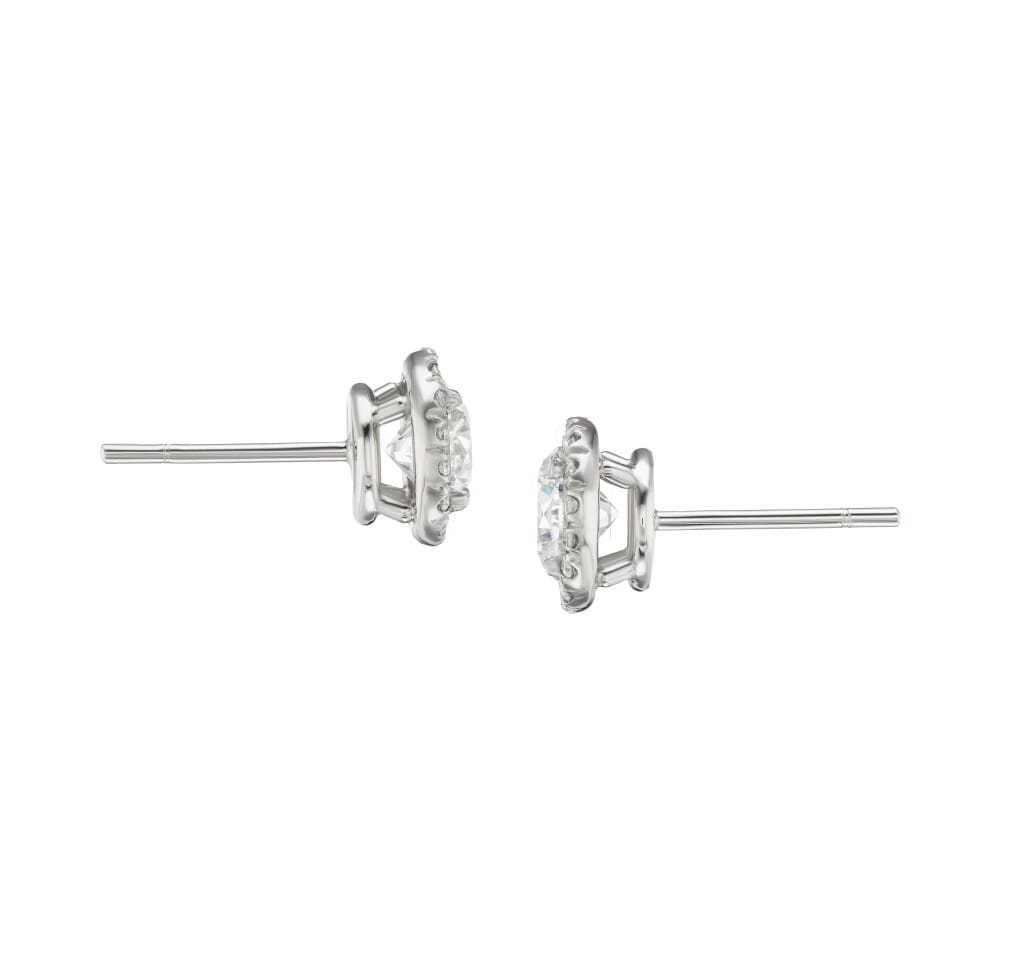 Platinum and 4.02ctw Round Brilliant Cut Diamond Stud Earrings