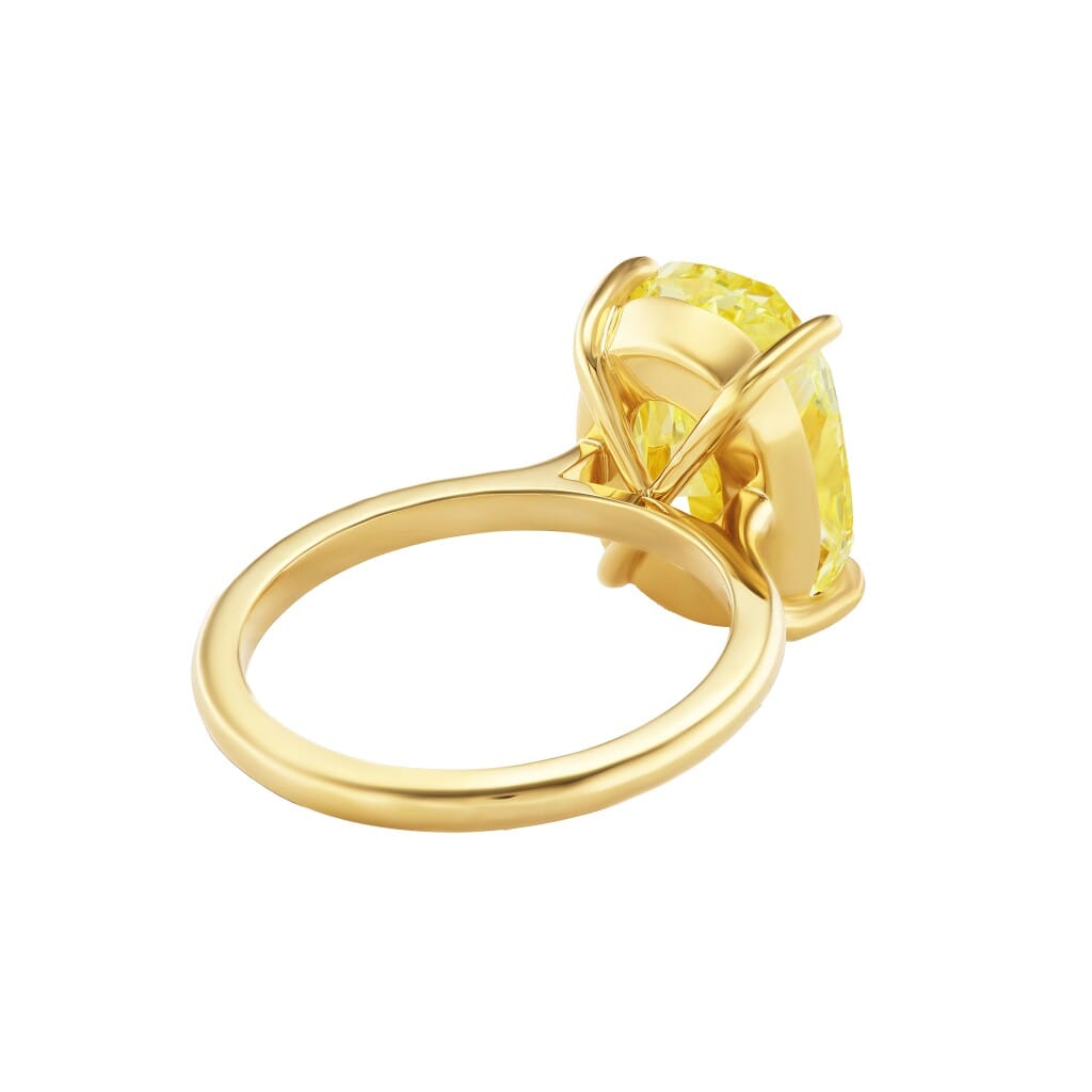 Gold and 5.33ct Oval Cut Fancy Yellow Diamond Engagement Ring