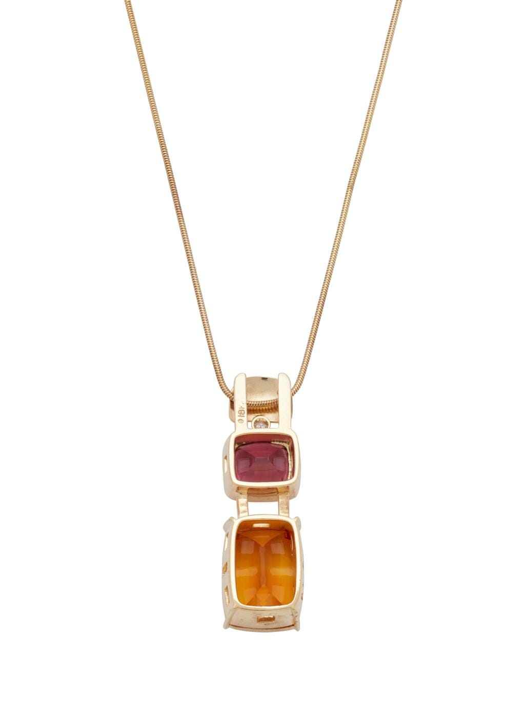 Gold, Tourmaline, Citrine and Diamond Pendant Necklace