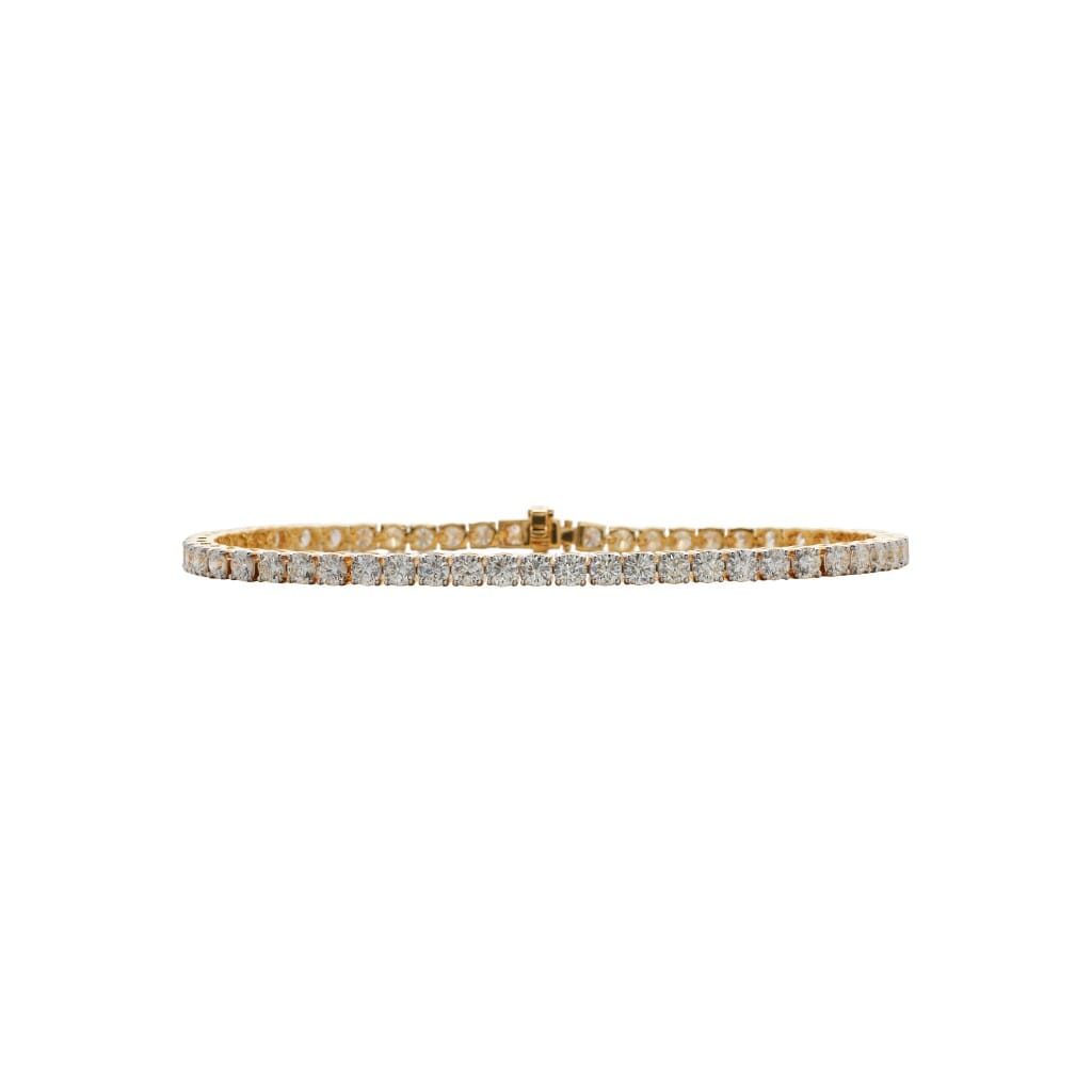 Gold and 4.55ctw Round Brilliant Cut Diamond Tennis Bracelet