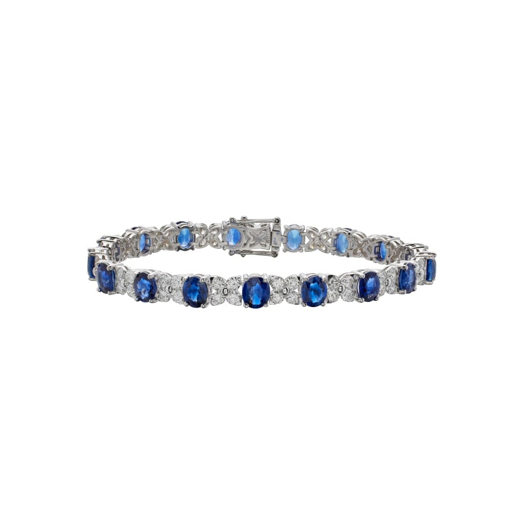 White Gold, 11.50ctw Sapphire and Diamond Tennis Bracelet