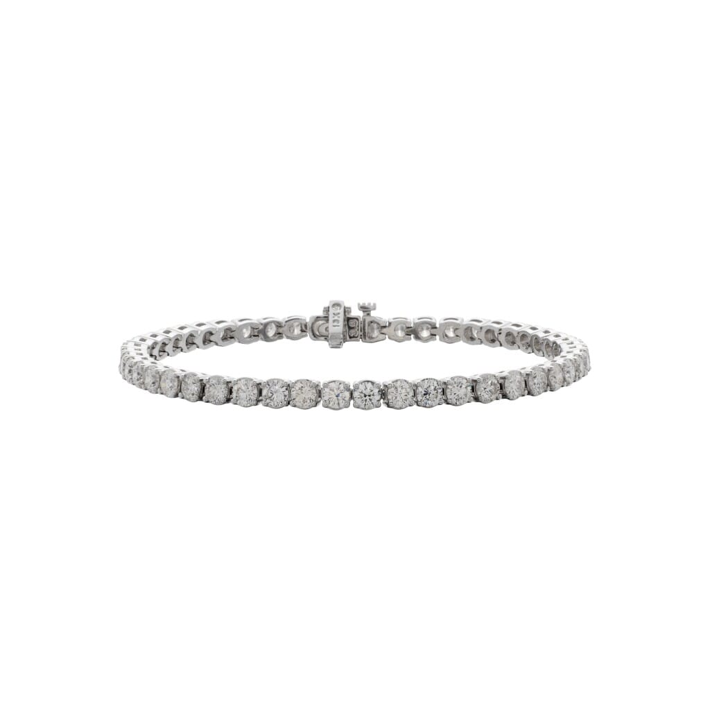 White Gold and 6.70ctw Round Brilliant Cut Diamond Tennis Bracelet