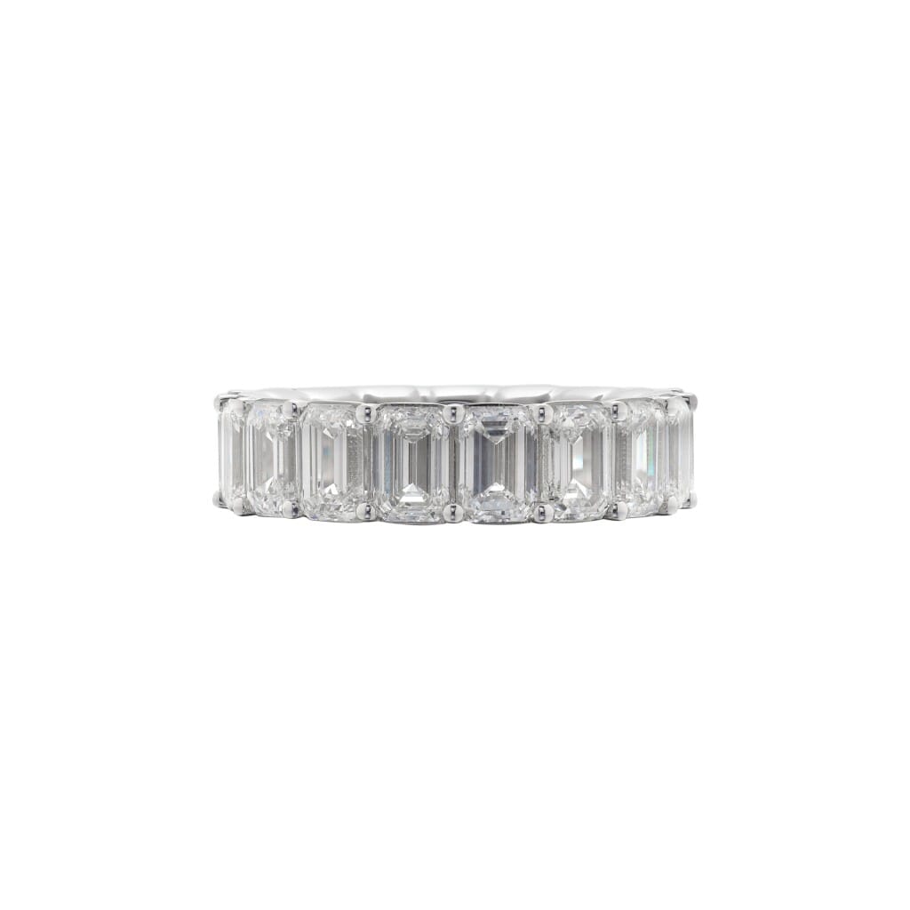 White Gold and 8.75ctw Emerald Cut Diamond Eternity Band Ring