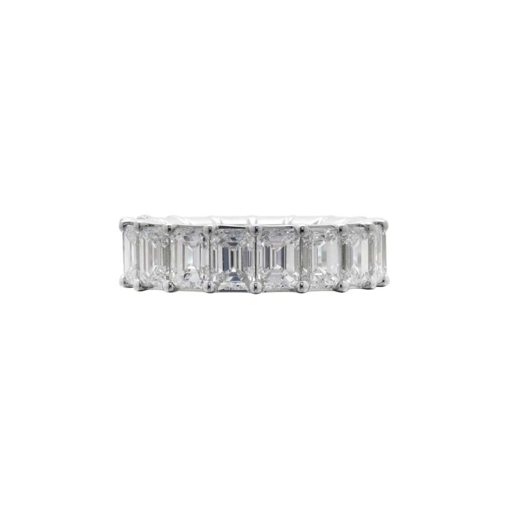 White Gold and 7.25ctw Emerald Cut Diamond Eternity Band Ring