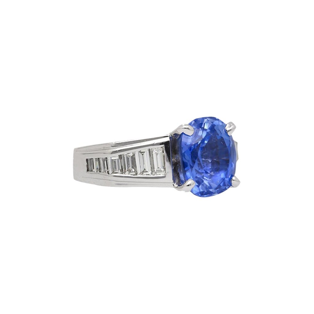 White Gold, 4.71ct Ceylon Sapphire and Diamond Ring