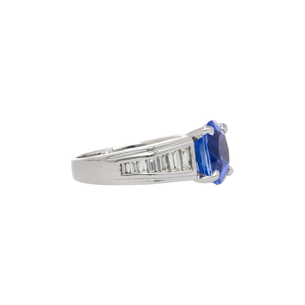 White Gold, 4.71ct Ceylon Sapphire and Diamond Ring
