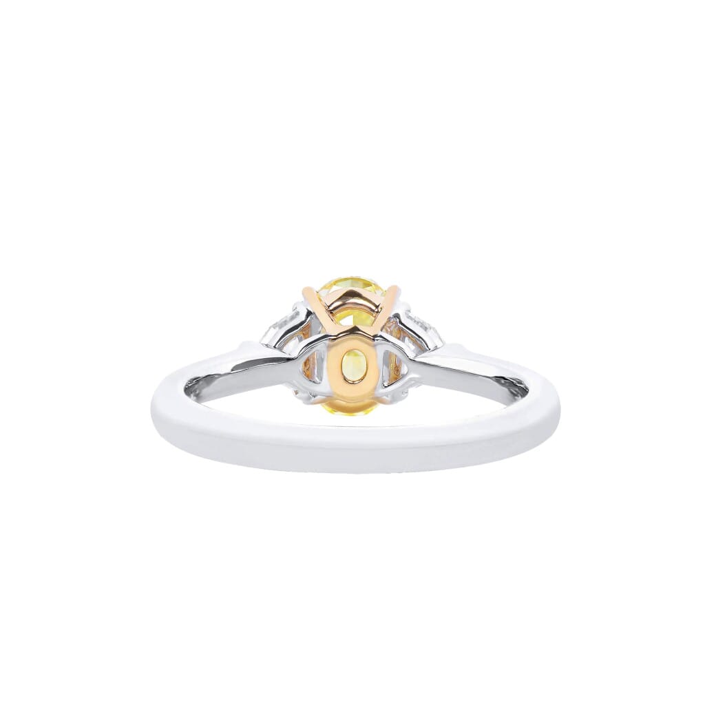 White Gold, Gold, 1.27ct Oval Cut Fancy Vivid Yellow Diamond and Diamond Ring