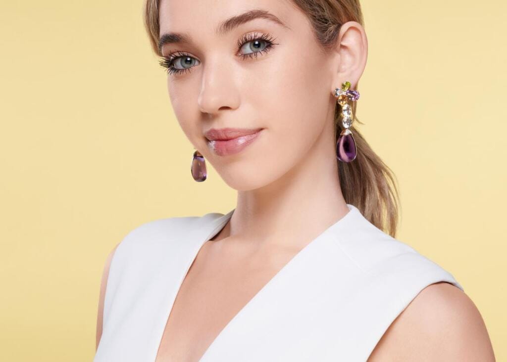 Gold, Multigem and Diamond Floral Earclips