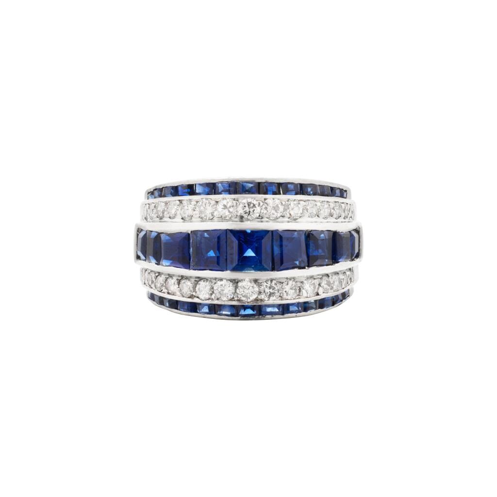 Vintage Platinum, Sapphire and Diamond Ring