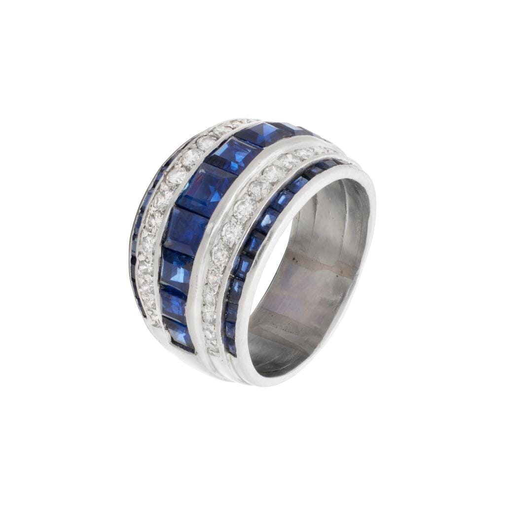 Vintage Platinum, Sapphire and Diamond Ring