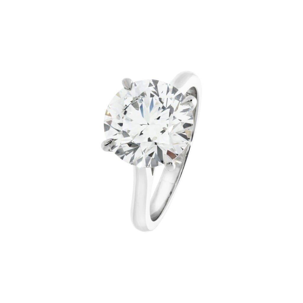 Platinum and 4.14ct Round Brilliant Cut Diamond Engagement Ring